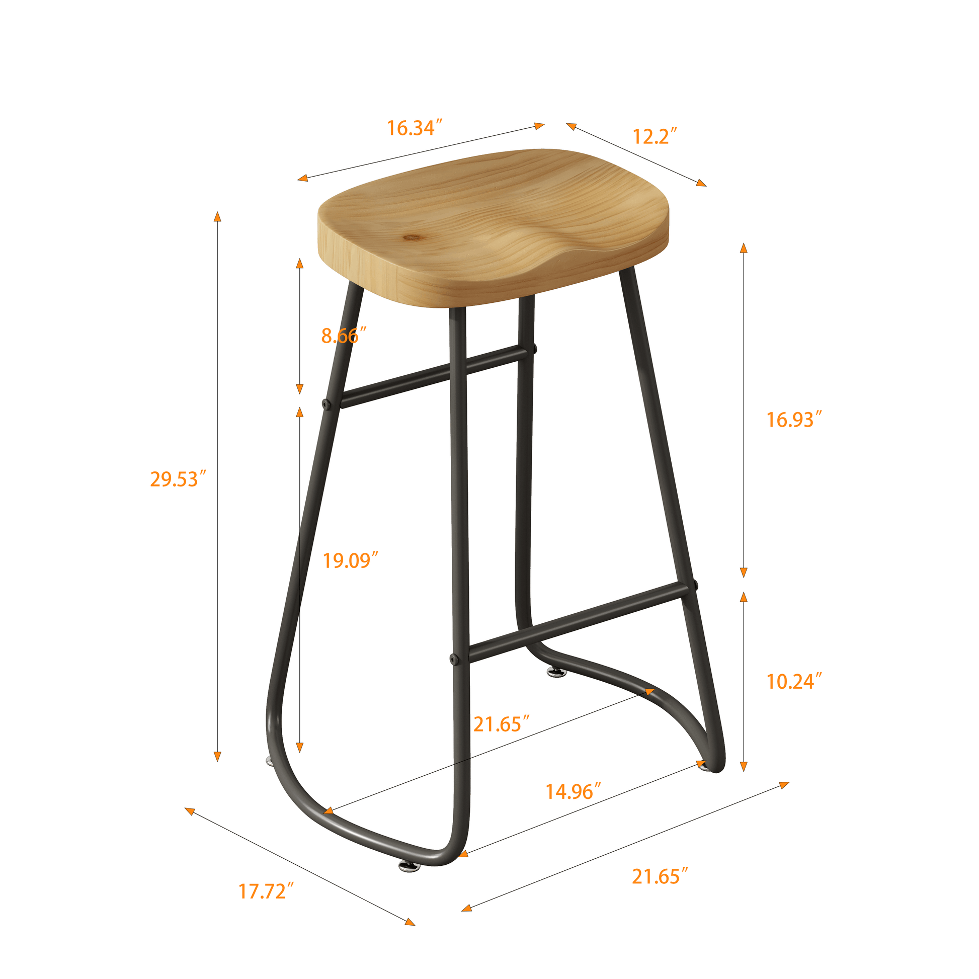 29.52" Stylish and Minimalist Bar Stools Set of 2 Counter Height Bar Stools for Kitchen Island Wood Color - FurniFindUSA