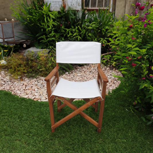 Folding Chair Wooden Director Chair Canvas Folding Chair Folding Chair 2pcs/set populus + Canvas (Color : White) - FurniFindUSA