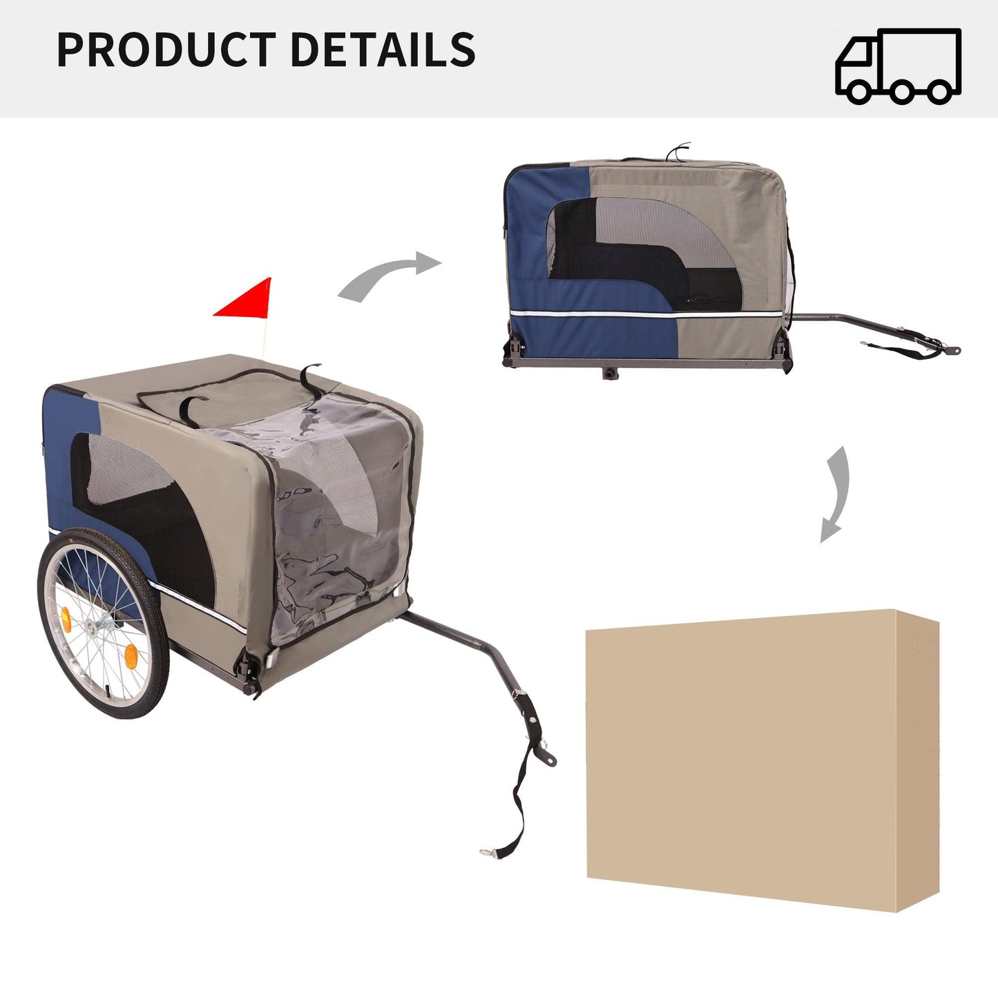 Tangkula Dog Bike Trailer Breathable Mesh Dog Cart with 3 Entrances Safety Flag 8 Reflectors - FurniFindUSA