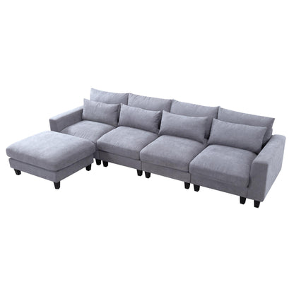 124.4” Modular L-Shaped Sectional Sofa with Ottoman