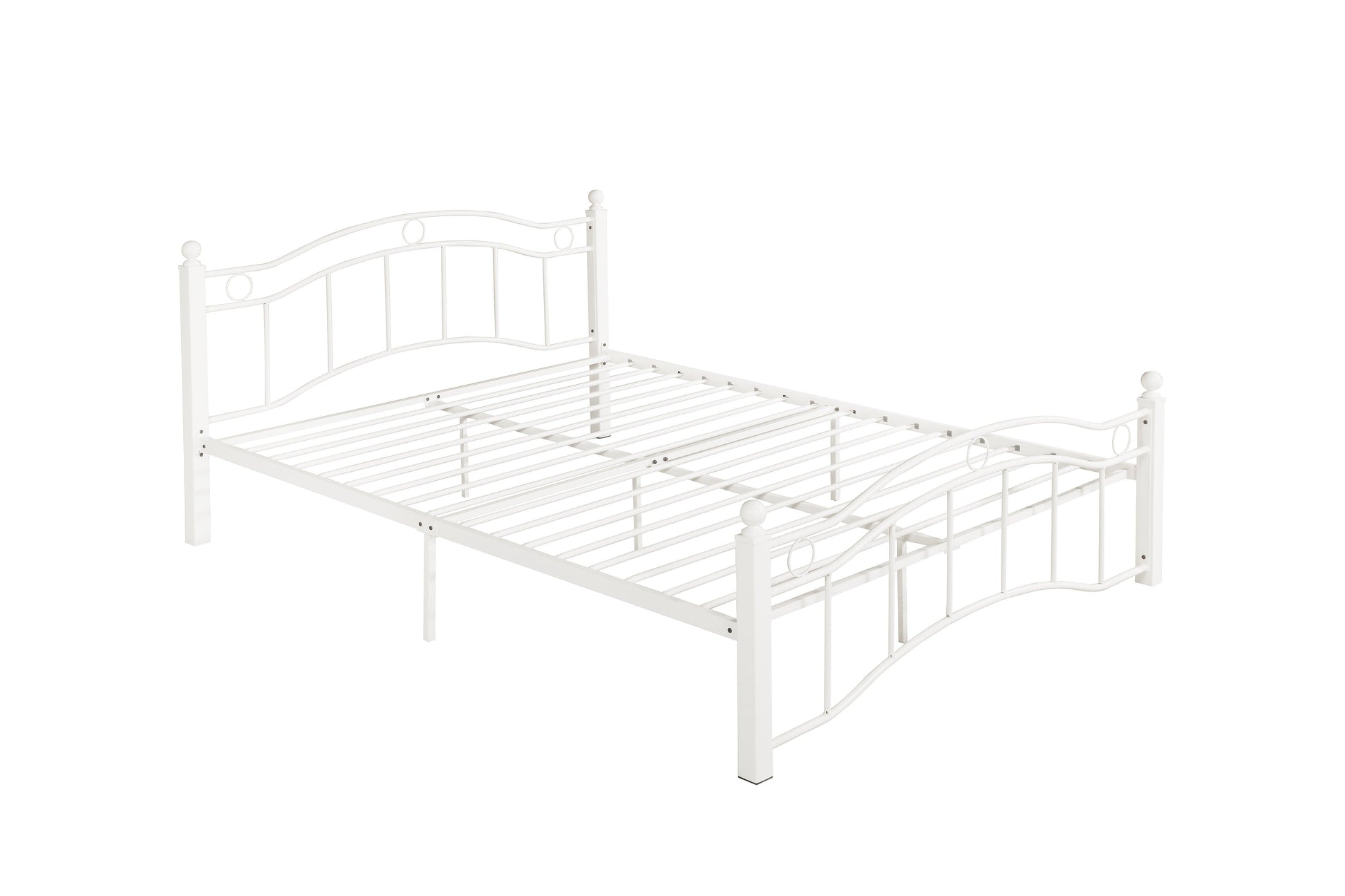 Queen Size Metal Bed Frame with Headboard and Footboard White - FurniFindUSA