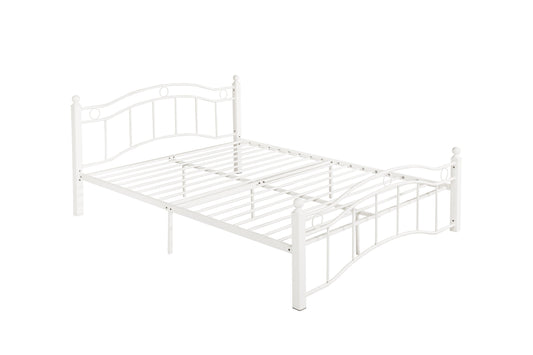 Queen Size Metal Bed Frame with Headboard and Footboard White - FurniFindUSA