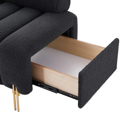 Modern End of Bed Bench Upholstered Teddy Entryway Ottoman Bench Fuzzy Sofa Stool Footrest Window Bench with Gold Metal Legs for Bedroom Apartments - FurniFindUSA