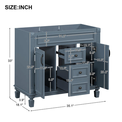 36'' Bathroom Vanity without Top Sink Cabinet only Modern Bathroom Storage Cabinet with 2 Soft Closing Doors and 2 Drawers - FurniFindUSA