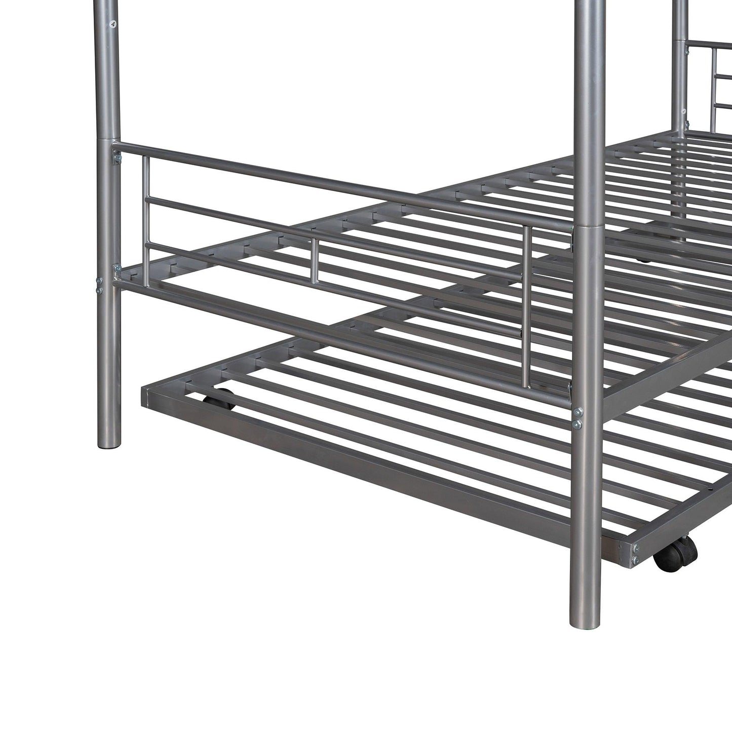 Twin-Over-Twin Metal Bunk Bed With Trundle Can be Divided into two beds No Box Spring needed White - FurniFindUSA