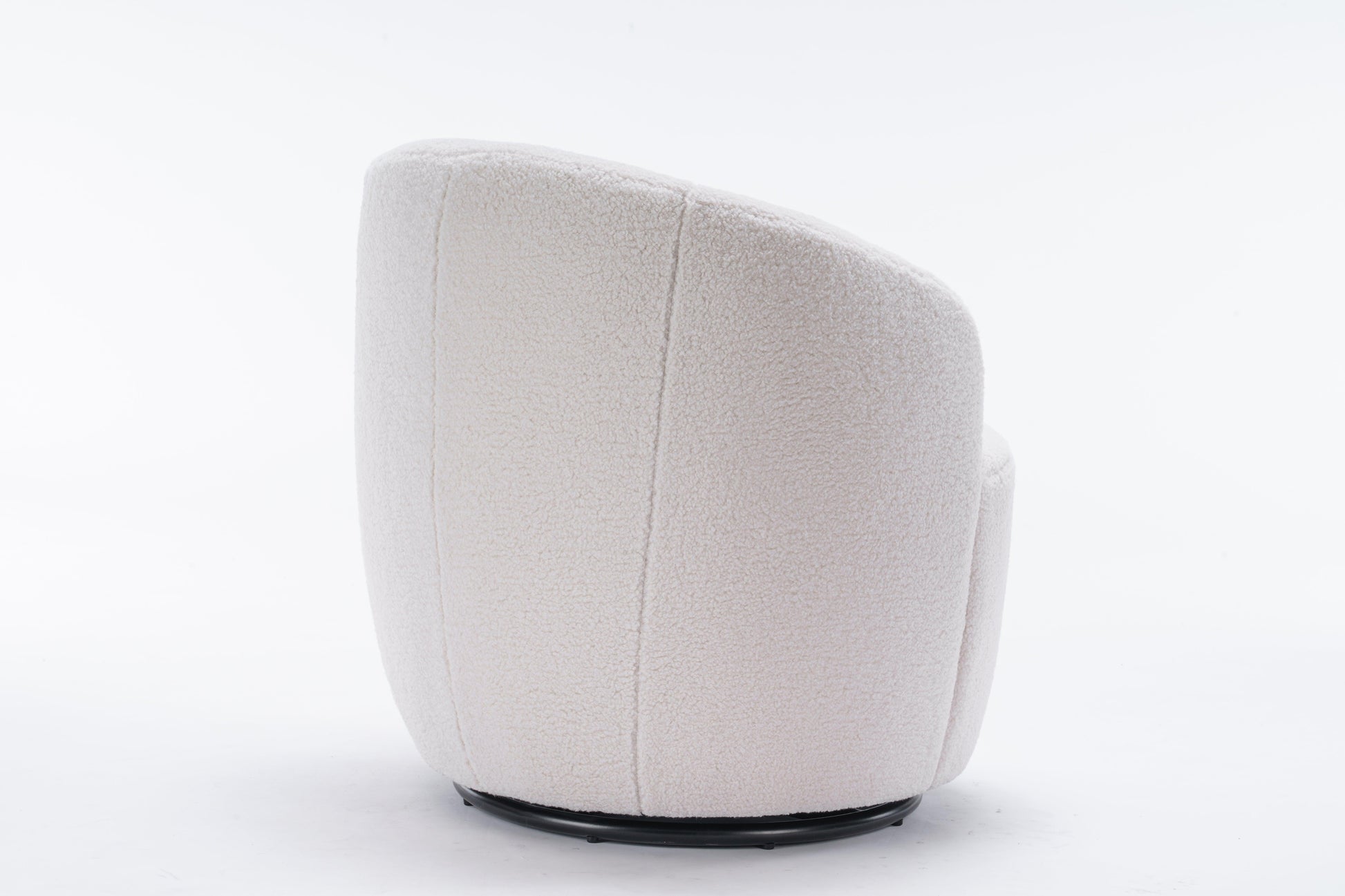 Teddy Fabric Swivel Accent Armchair Barrel Chair With Black Powder Coating Metal Ring Ivory White - FurniFindUSA