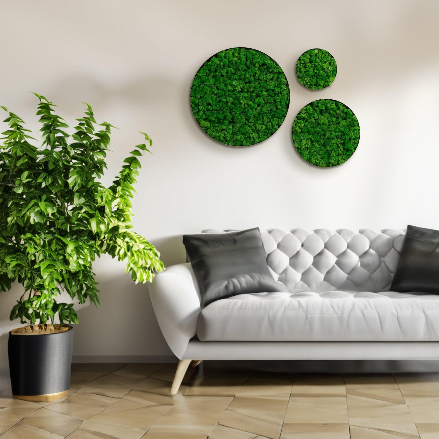 Round Framed Moss Wall Decor, only the Large - FurniFindUSA