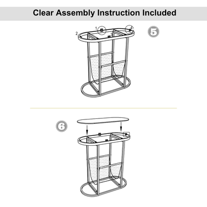 Glass Oval Small Side Tables Living Room Small Space With Magazines Organizer Storage Space (Set of 2) - FurniFindUSA