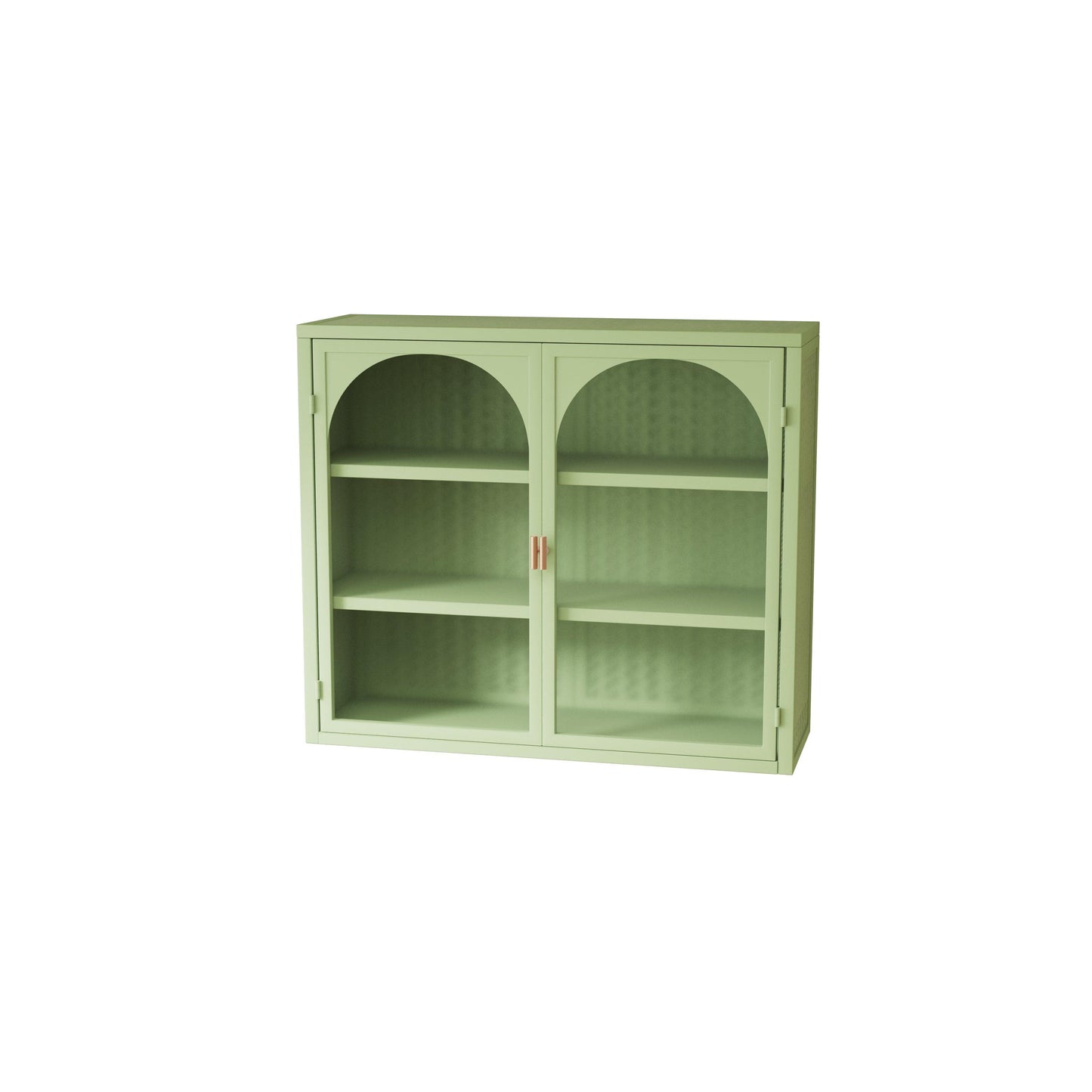 27.56"Glass Doors Modern Two-door Wall Cabinet with Featuring Three-tier Green - FurniFindUSA