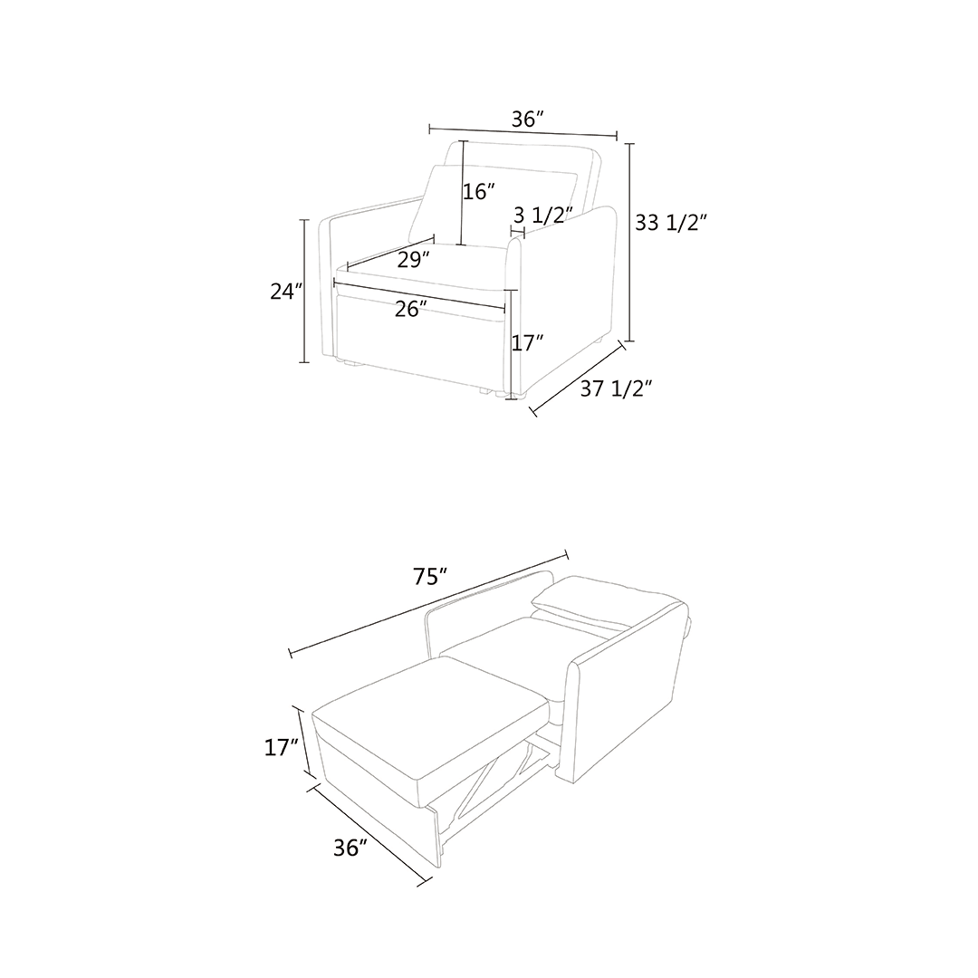 Lint Convertible Sofabed Chair - FurniFindUSA