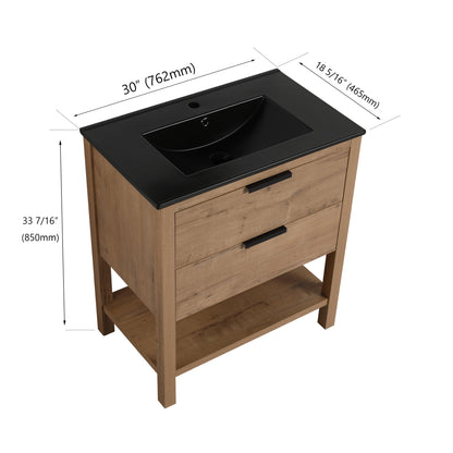 30 Inch Bathroom Vanity Plywood With 2 Drawers - FurniFindUSA