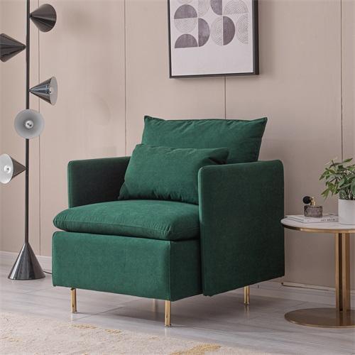 Modern fabric accent armchair,upholstered single sofa chair,Emerald Cotton Linen-30.7'' - FurniFindUSA