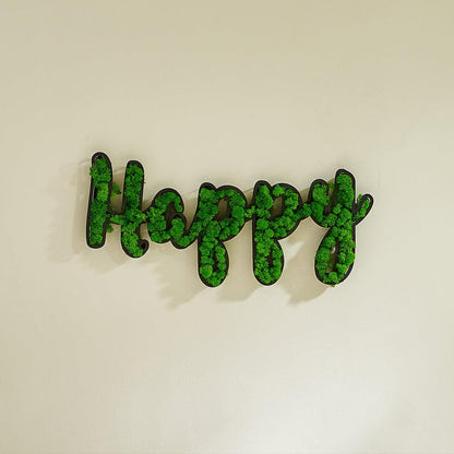 HAPPY Letter Art Moss Wall Decor - FurniFindUSA