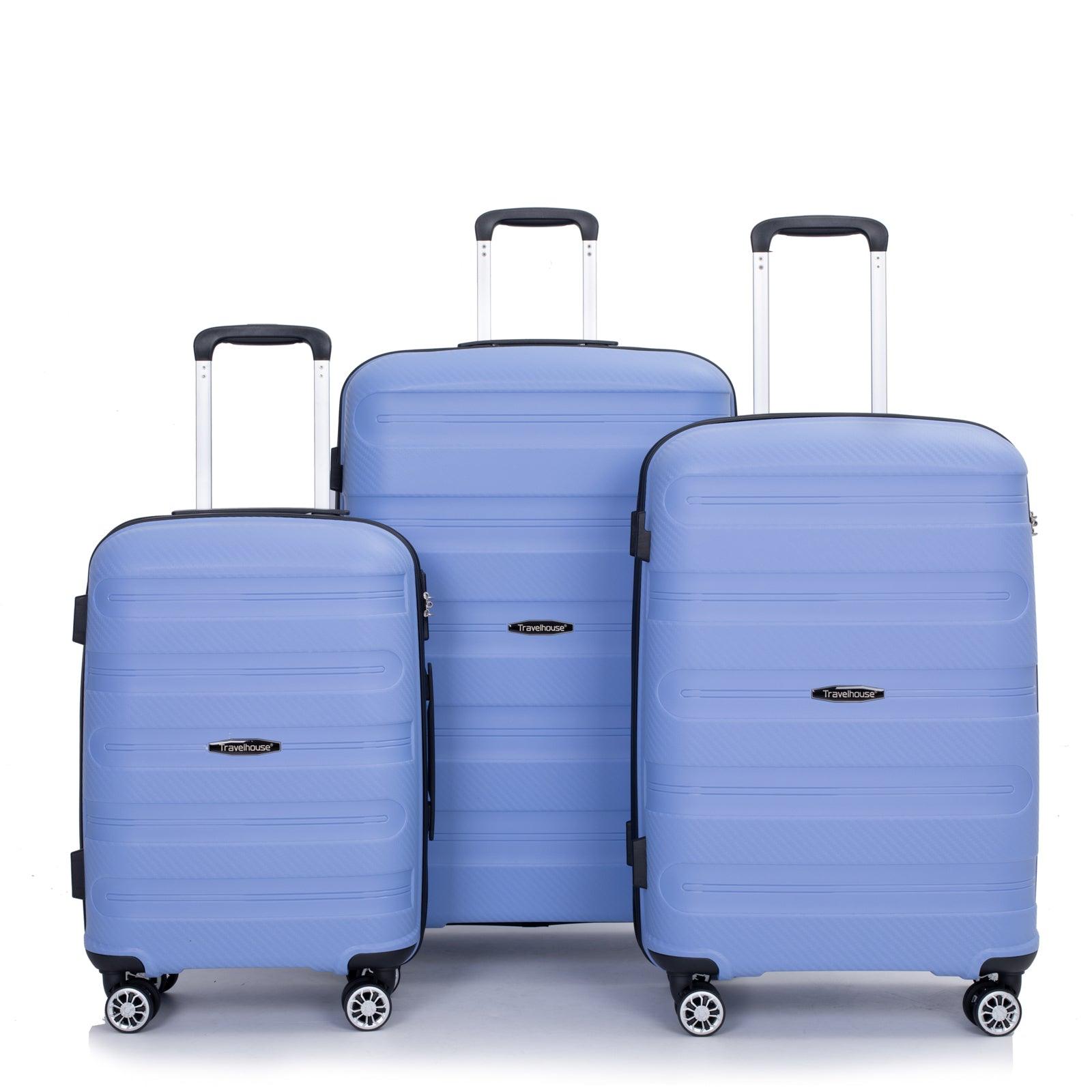 Hardshell Suitcase Spinner Wheels PP Luggage Sets Lightweight Durable Suitcase ,3-Piece Set (20/24/28) ,Purplish Blue - FurniFindUSA