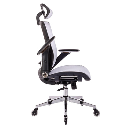 WHITE Ergonomic Mesh Office Chair High Back - Adjustable Headrest with Flip-Up Arms - FurniFindUSA