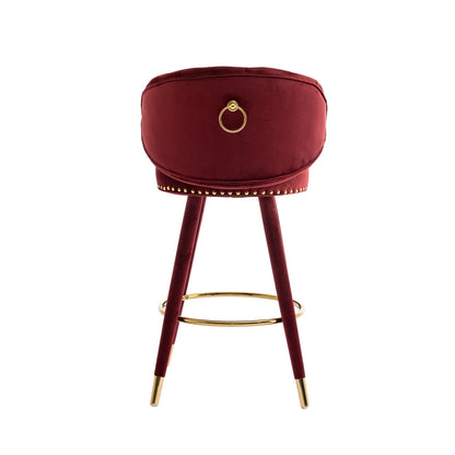 COOLMORE Counter Height Bar Stools Set of 2 for Kitchen Counter Solid Wood Legs with a fixed height of 360 degrees Claret Red - FurniFindUSA