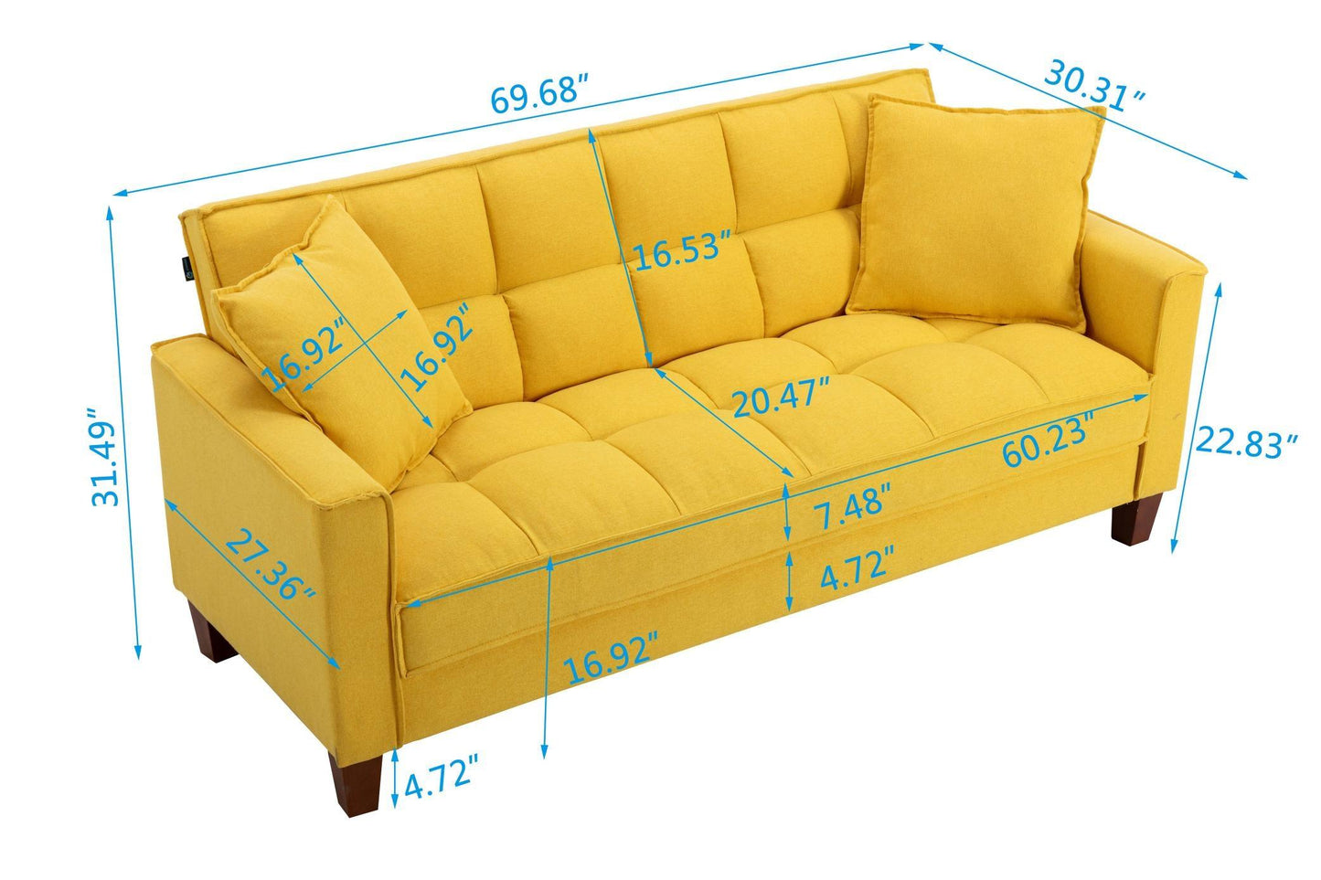 Hot Selling Solid Color Sofa Easy Assemble 2 Seater Furniture Breathable Linen Sofa Stool - FurniFindUSA