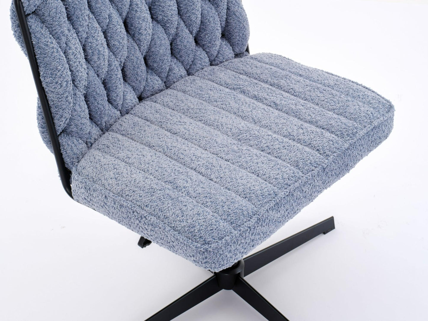 Armless Office Desk Chair No Wheels BLUE - FurniFindUSA