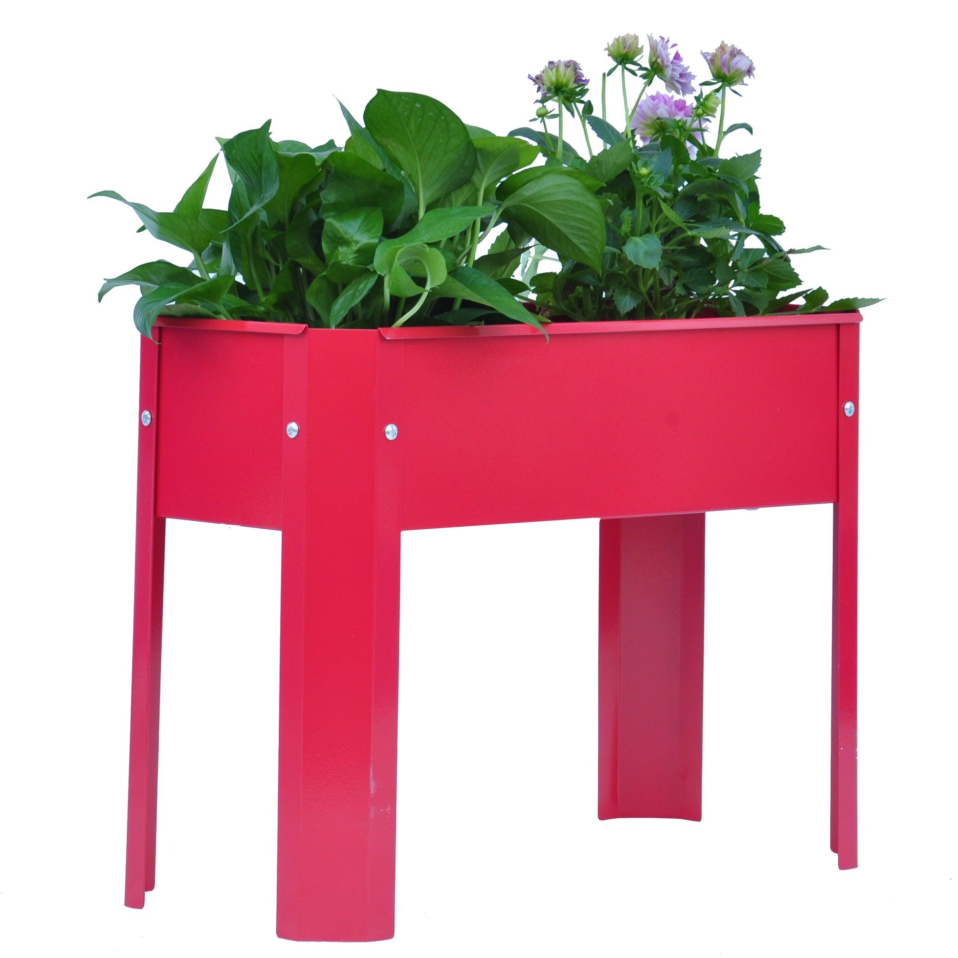 Elevated garden bed.metal elevated outdoor flowerpot box.suitable for backyard and terrace.large flowerpot. Red x 2 - FurniFindUSA