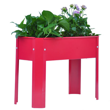 Elevated garden bed.metal elevated outdoor flowerpot box.suitable for backyard and terrace.large flowerpot. Red x 2 - FurniFindUSA