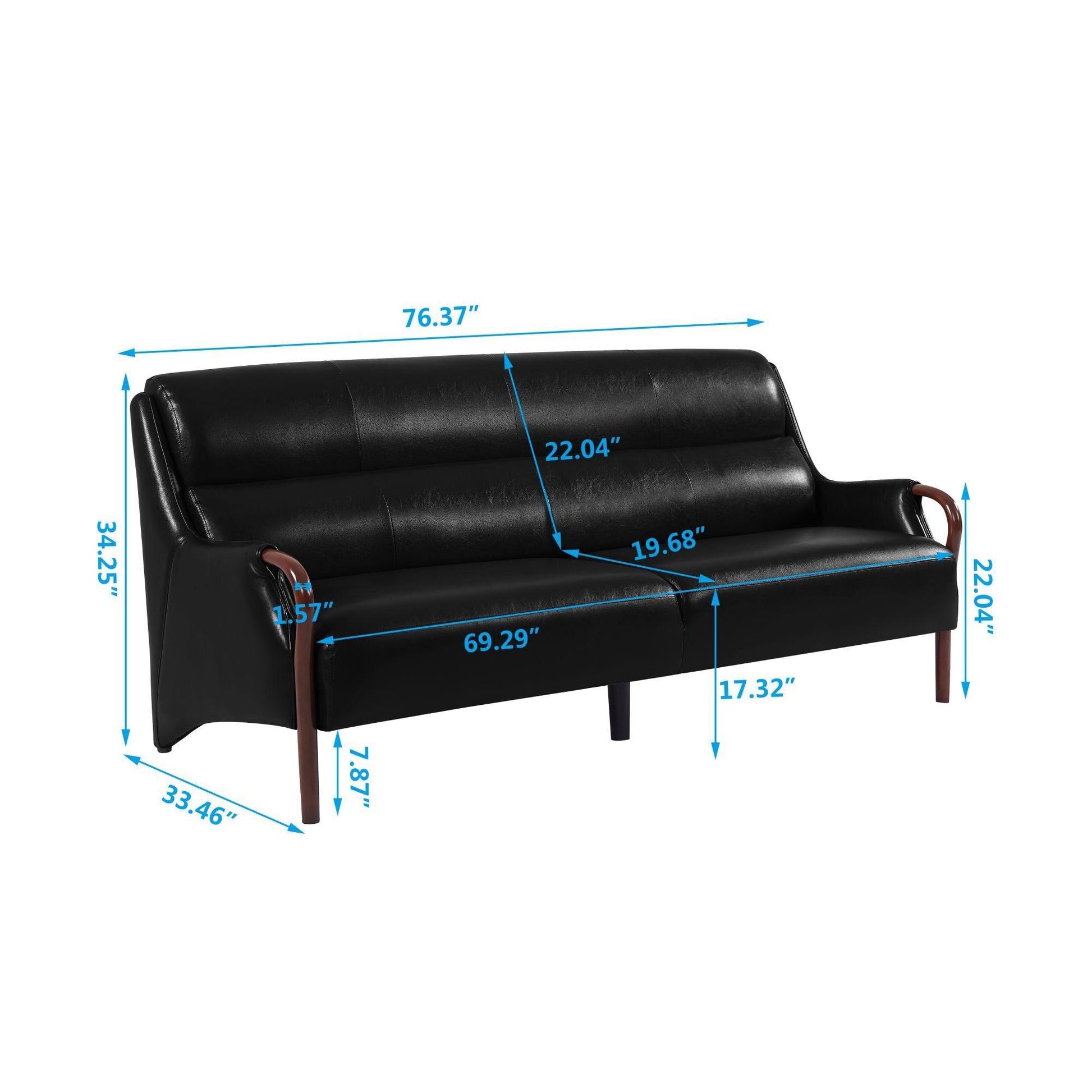 Modern-Central Sofa PU Leather Wooden Legs Bench for Living Room - FurniFindUSA