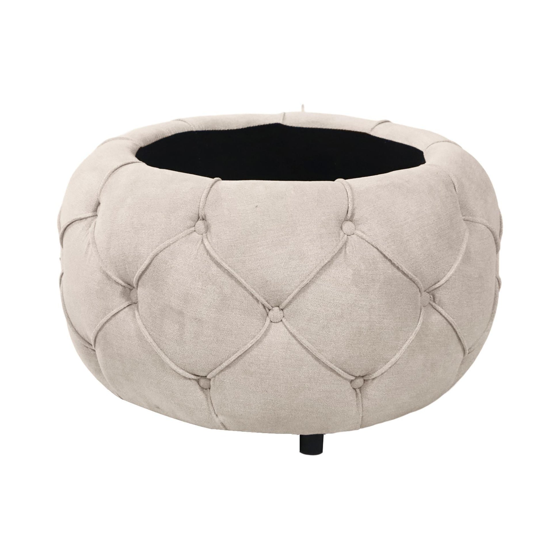 Large Button Tufted Woven Round Storage Footstool。Suitable for living room, bedroom, study - FurniFindUSA