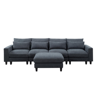 124.4” Modular L-Shaped Sectional Sofa with Ottoman