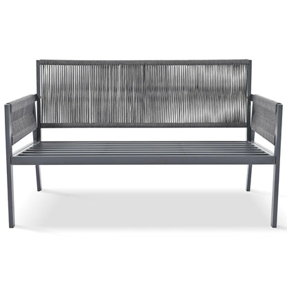 Outdoor Furniture with Tempered Glass Table Deep Seating with Thick Cushion for Backyard Porch Balcony (Grey) - FurniFindUSA