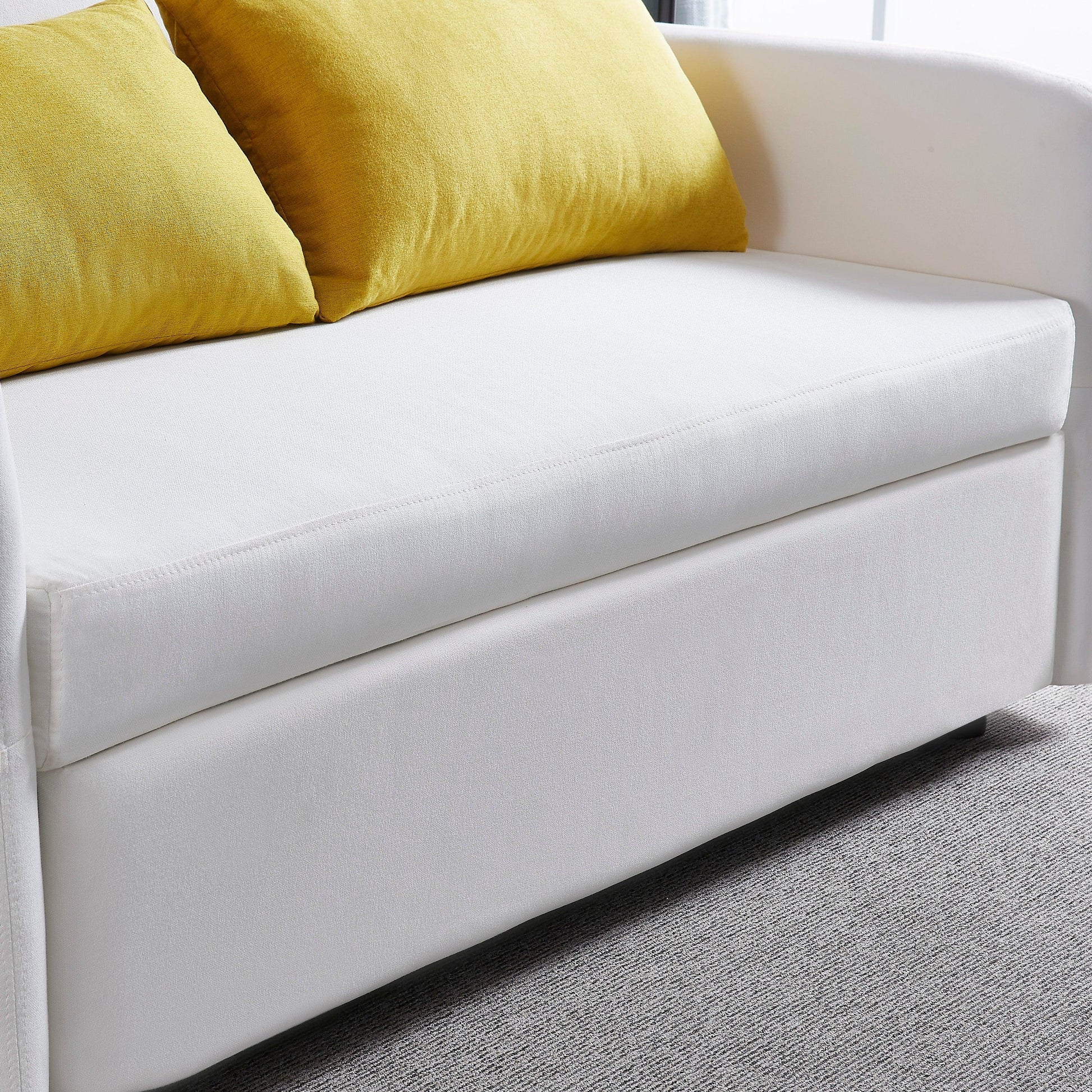 Twins Sofa Bed Cream White Fabric - FurniFindUSA