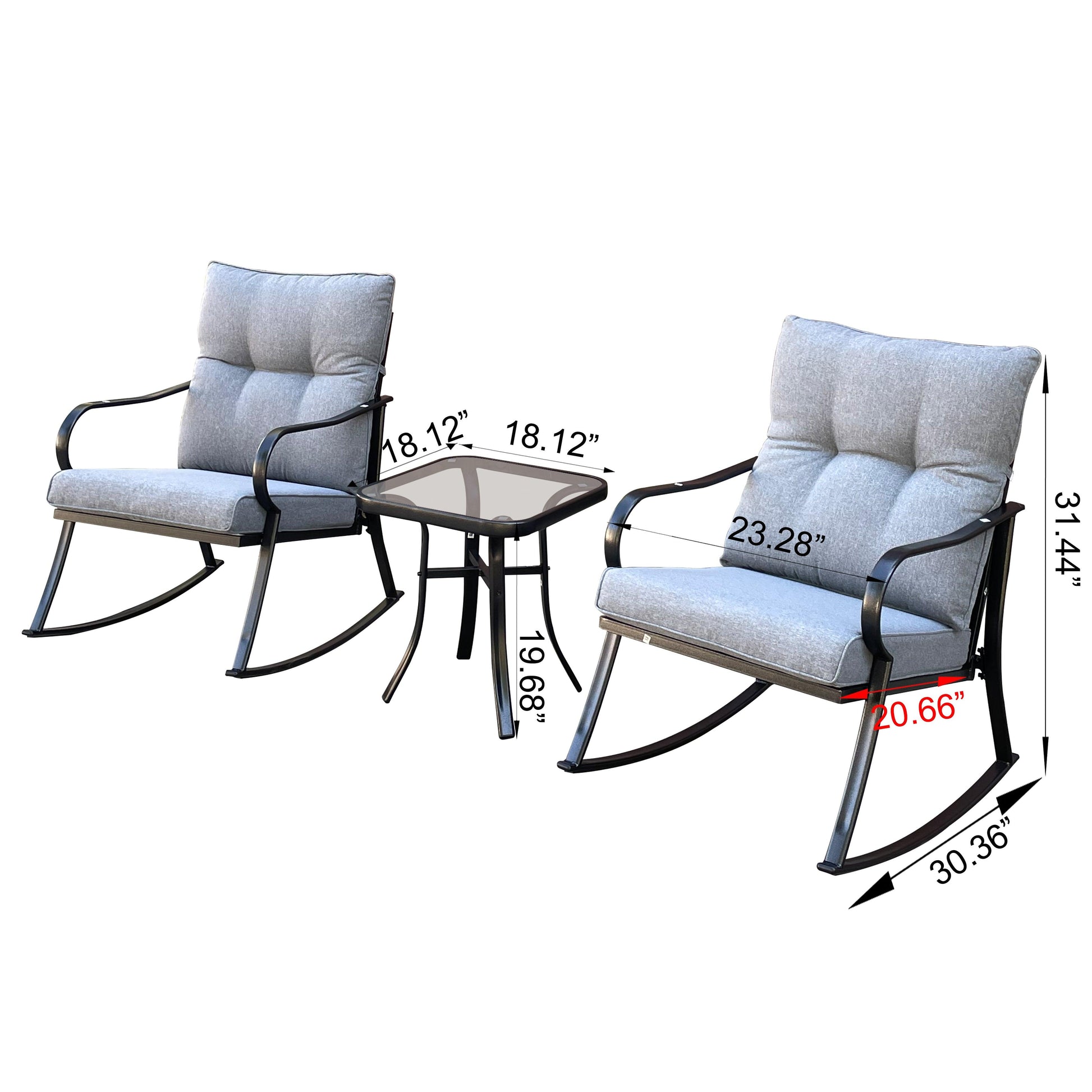 ROCKER SET CHAIR AND TEAPOY Medium grey - FurniFindUSA