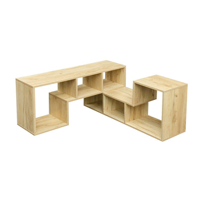 Double L-Shaped Oak TV Stand Display Shelf Bookcase for Home Furniture OAK - FurniFindUSA