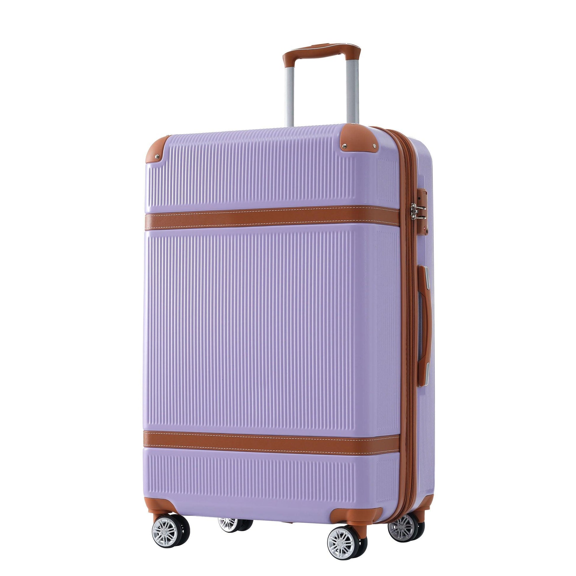 Hardshell Luggage Sets 3 Piece double spinner 8 wheels Suitcase with TSA Lock Lightweight 20''24''28'' Lilac + ABS - FurniFindUSA