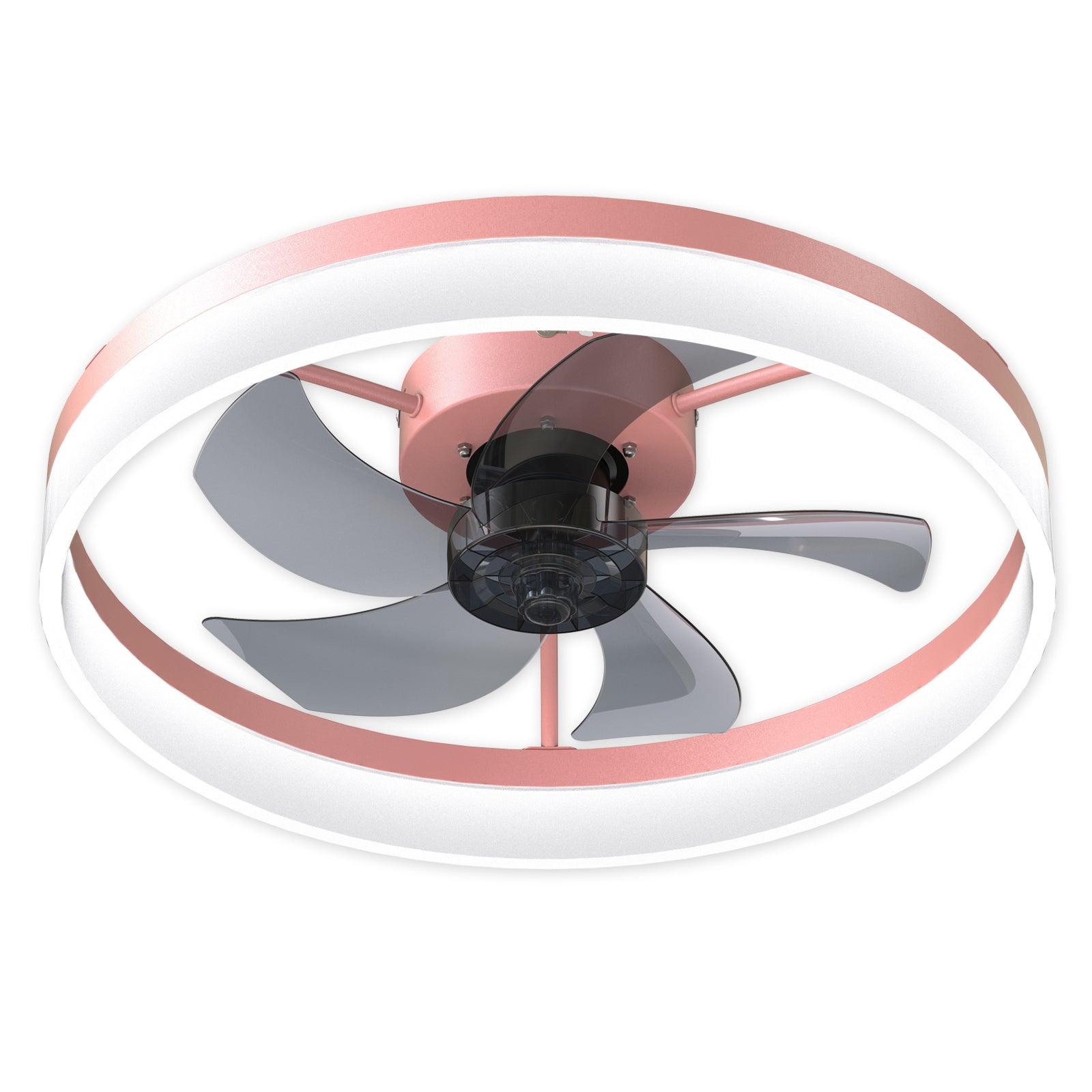 Ceiling Fans with Lights Dimmable LED Embedded installation of thin modern ceiling fans(Pink) - FurniFindUSA