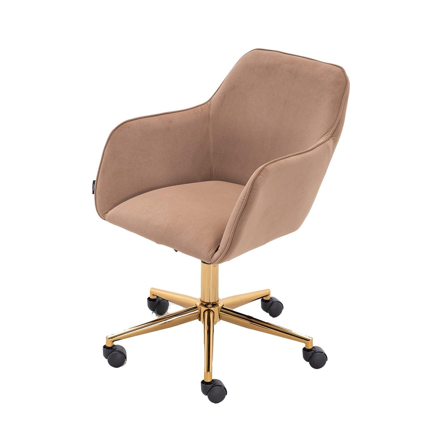 Modern Velvet Fabric Material Adjustable Height 360 revolving Home Office Chair Light Coffee Brown - FurniFindUSA