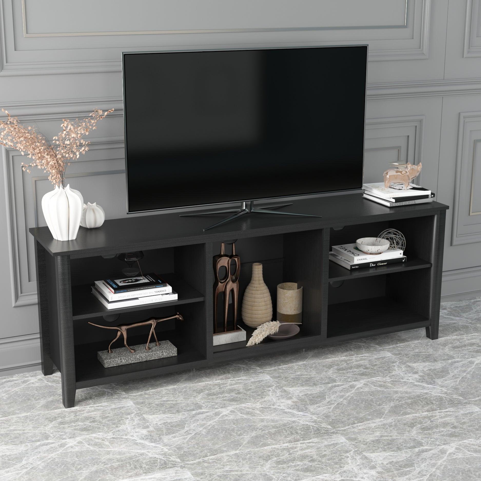 TV Stand Storage Media Console Entertainment Center Tradition Black - FurniFindUSA