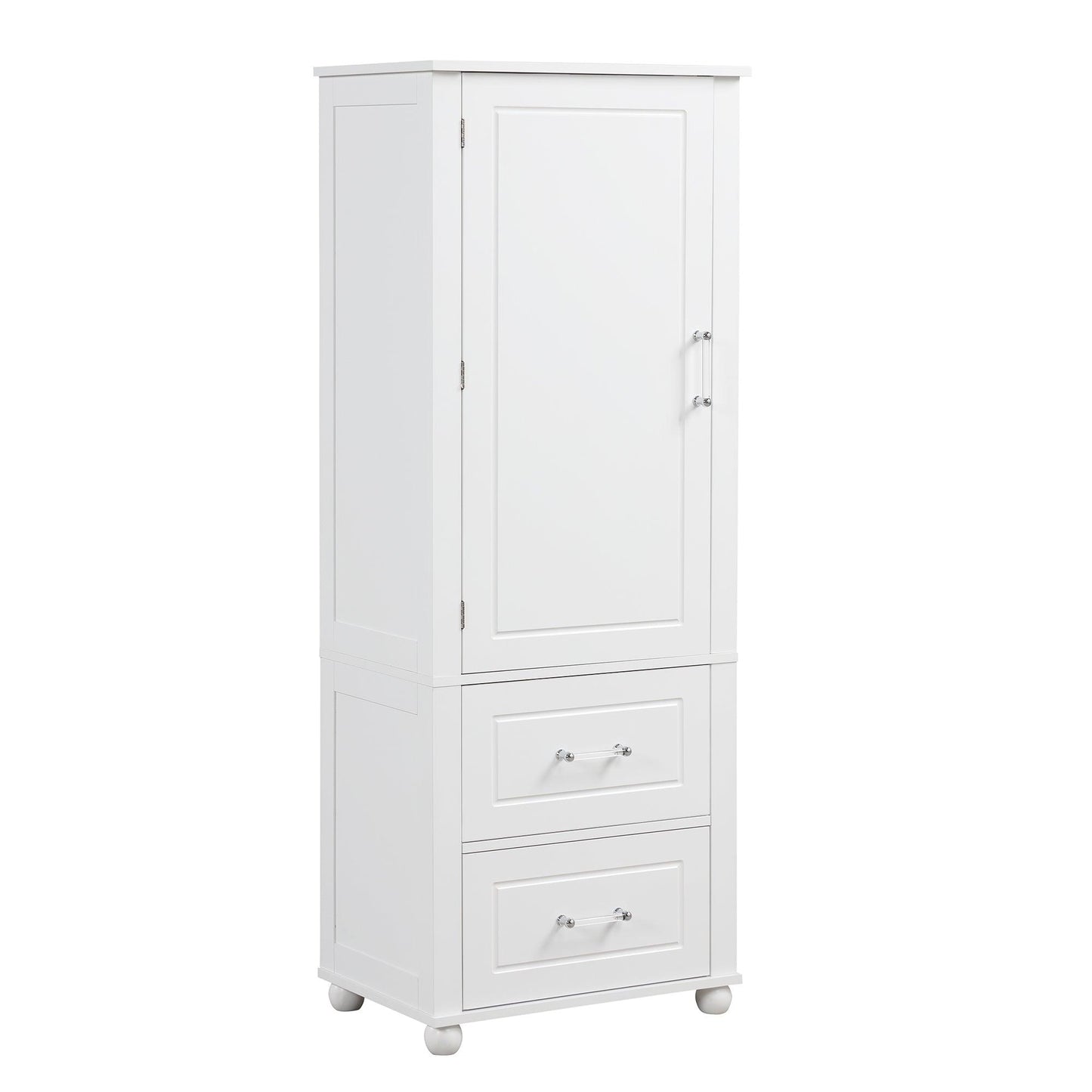 Tall bathroom storage cabinet with two drawers and adjustable shelves for independent storage - FurniFindUSA