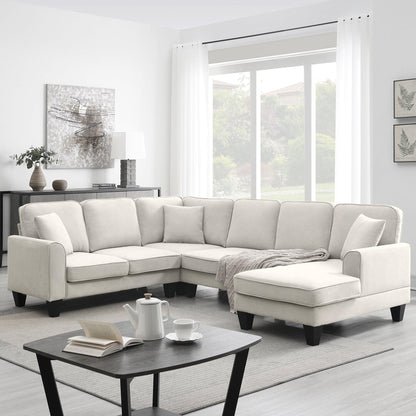 108*85.5" Modern U Shape Sectional Sofa 7 Seat Fabric Sectional Sofa Set - FurniFindUSA