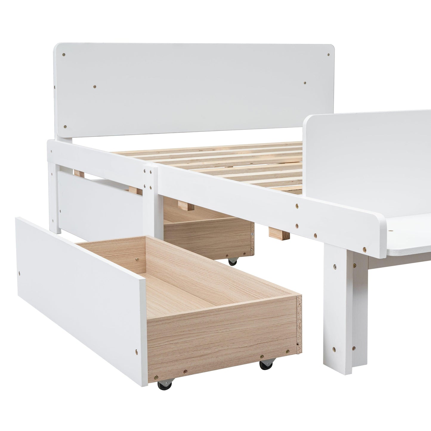 Full Bed with Footboard Bench 2 drawers White - FurniFindUSA