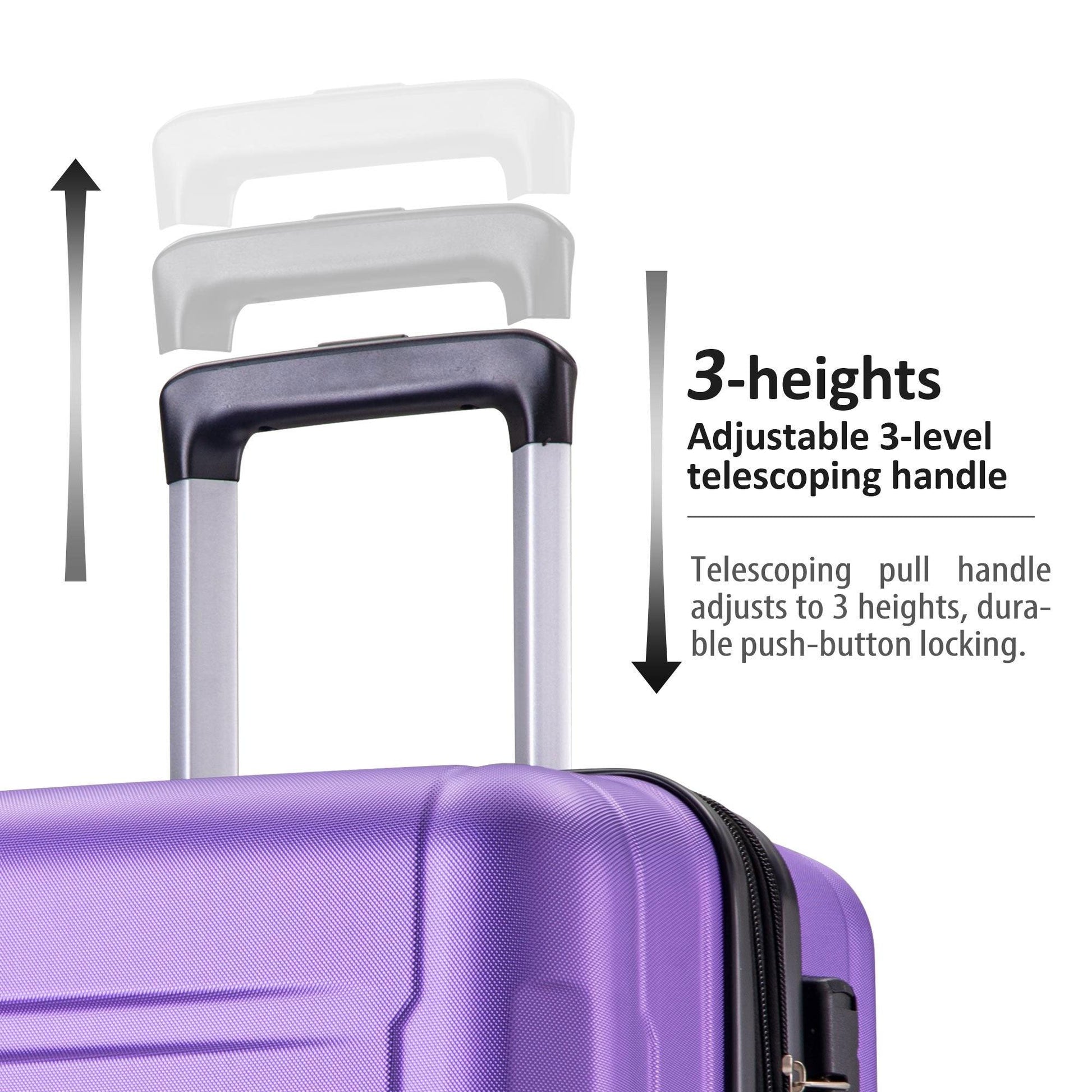 Expanable Spinner Wheel 2 Piece Luggage Set ABS Lightweight Suitcase with TSA Lock 20inch+24inch Purple + Plastic - FurniFindUSA