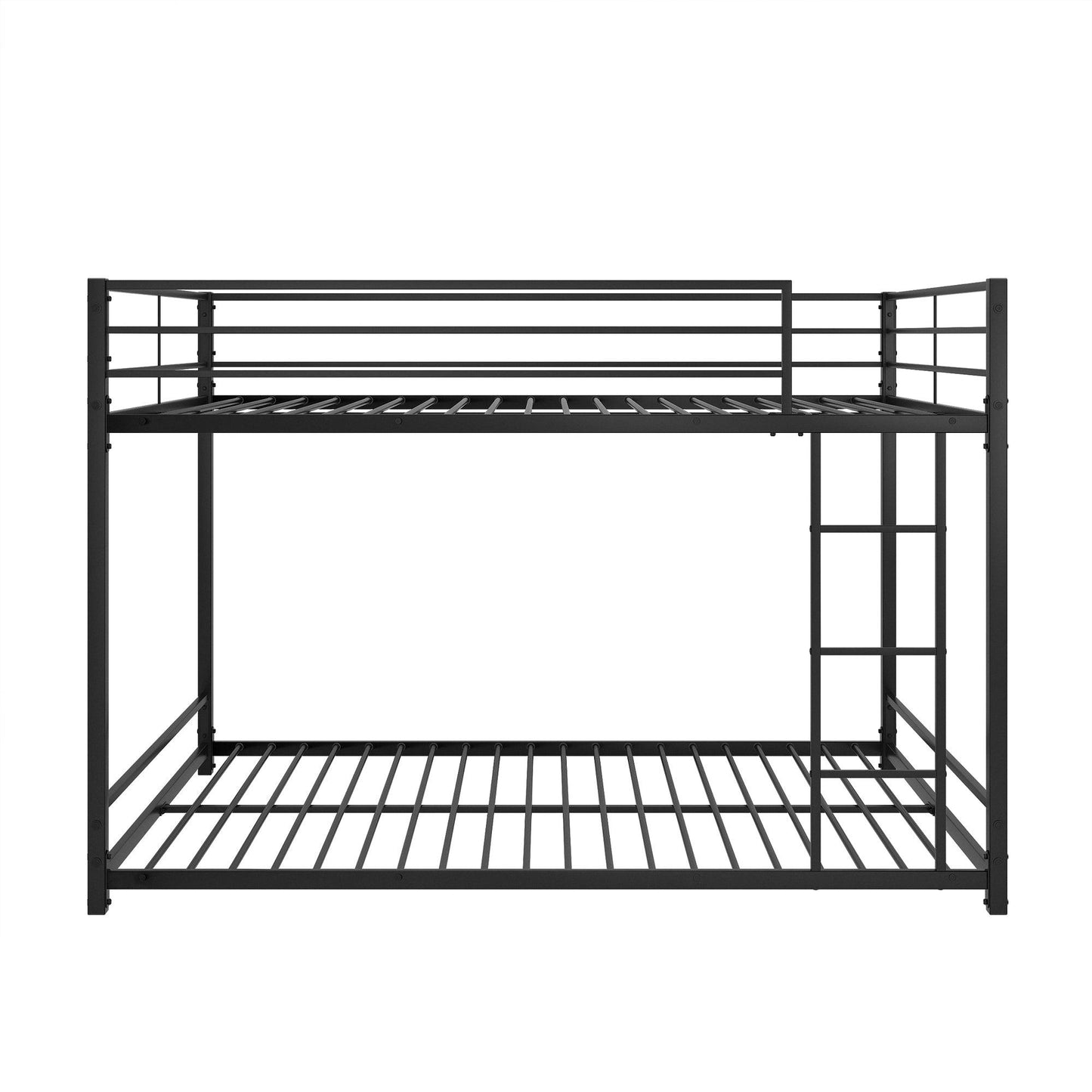 Metal Bunk Bed Full Over Full Bunk Bed Frame with Safety Guard Rails Heavy Duty Space-Saving Design Easy Assembly Black - FurniFindUSA