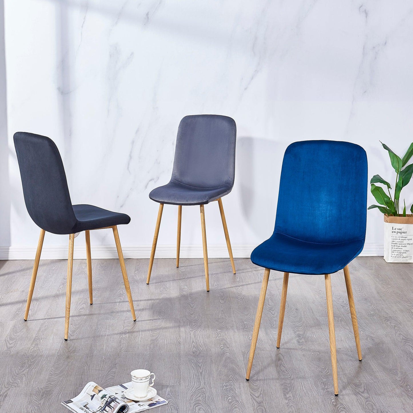 Dining Chair 4PCS（BLUE）Modern style New technology Suitable for restaurants cafes taverns - FurniFindUSA