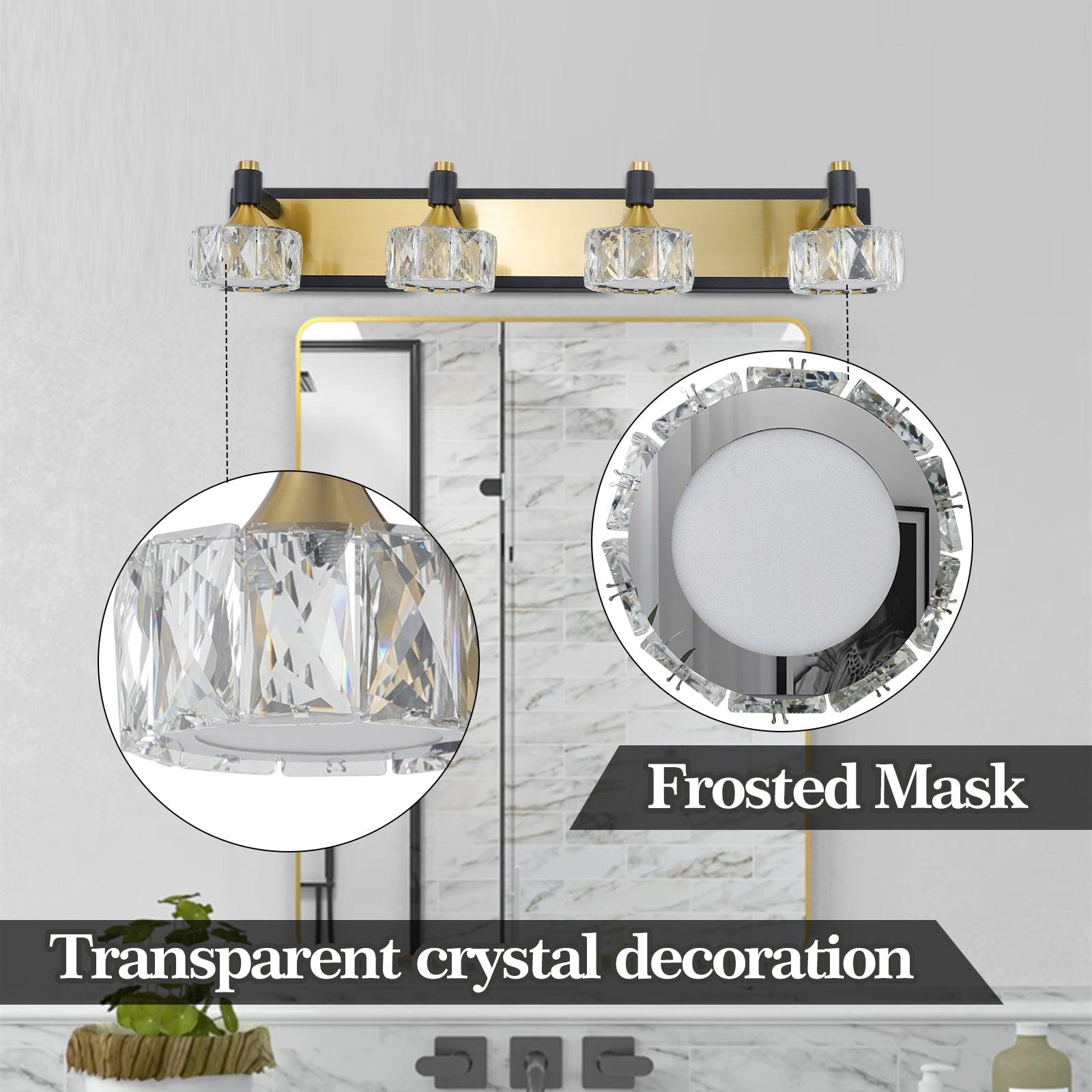 LED 4-Light Modern Crystal Bathroom Vanity Light Over Mirror Bath Wall Lighting Fixtures - FurniFindUSA