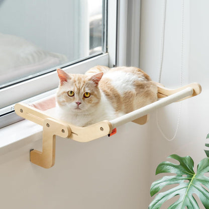 MEWOOFUN Cat Hammock Radiator Dual-use Cat Window Hammock for Indoor Cats, Adjustable Wood Cat Radiator Beds Cat Window Beds Holds Up 18kg, 47x40cm P - FurniFindUSA