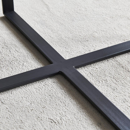 Minimalism Square coffee table，Black metal frame with sintered stone tabletop - FurniFindUSA