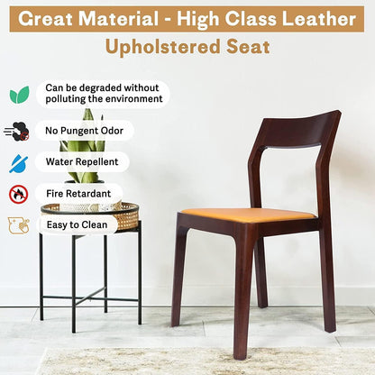 Set of 2 Dining Chair Mid Century Leather and Wood Chair for Living Room Kitchen Bedroom, High-end M - FurniFindUSA