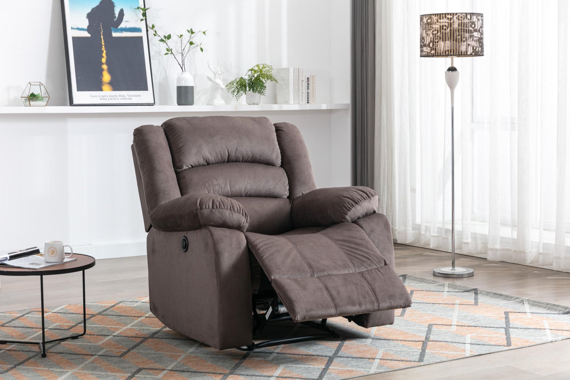 Classic Electric Recliner with Soft Cushion and Back, Small Sofa with Comfortable Armchair - FurniFindUSA