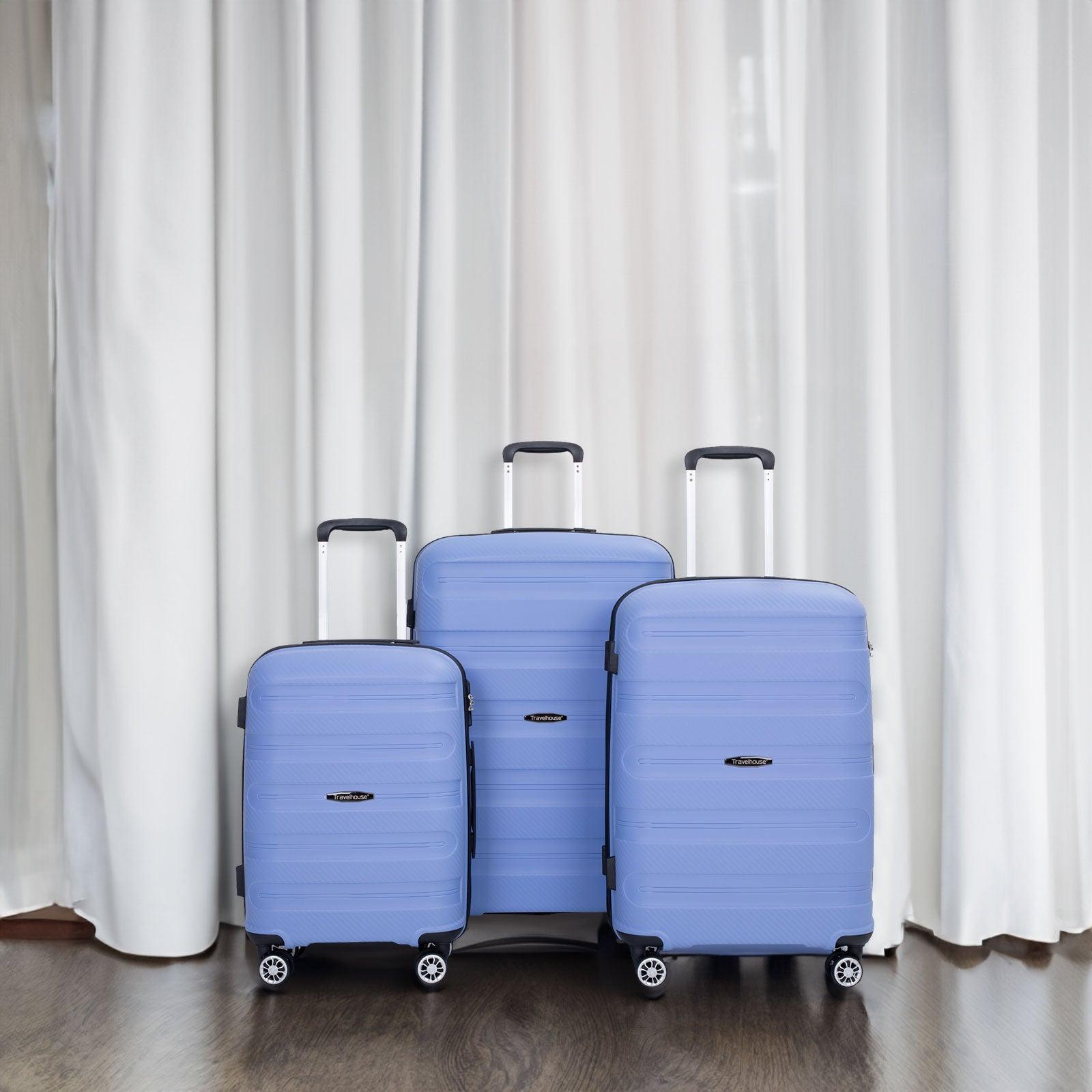 Hardshell Suitcase Spinner Wheels PP Luggage Sets Lightweight Durable Suitcase ,3-Piece Set (20/24/28) ,Purplish Blue - FurniFindUSA