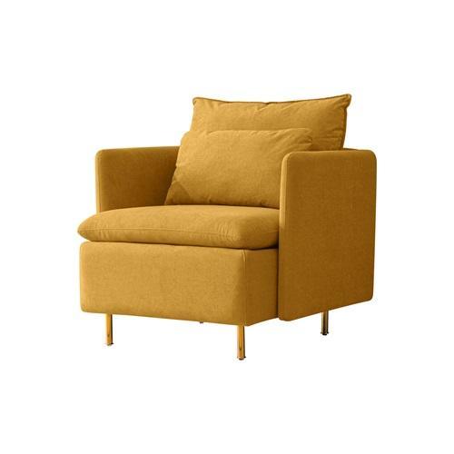 Modern fabric accent armchair,upholstered single sofa chair,Yellow Cotton Linen-30.7'' - FurniFindUSA