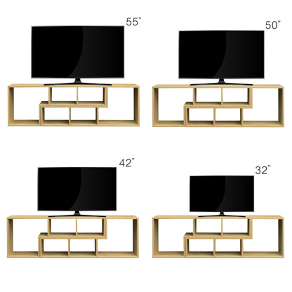 Double L-Shaped Oak TV Stand Display Shelf Bookcase for Home Furniture OAK - FurniFindUSA