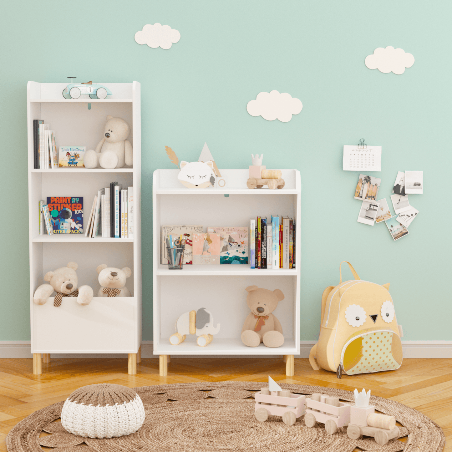 Kids 4-Tier Bookcase Children's Book Display Bookshelf Toy Storage Cabinet Organizer for Children's Room Playroom - FurniFindUSA